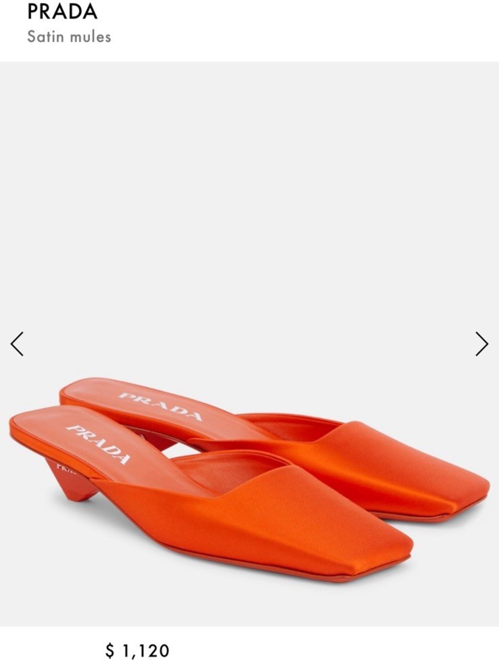 PRADA Orange Satin Square-Toe Mule Heels